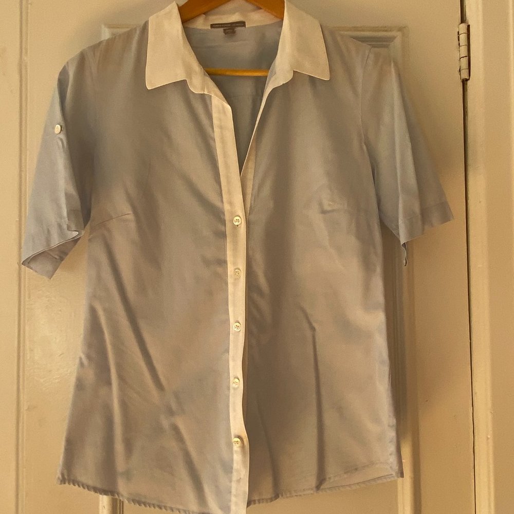 JAMES PERSE SIZE 2 BLUE AND WHITE COTTON SHIRT